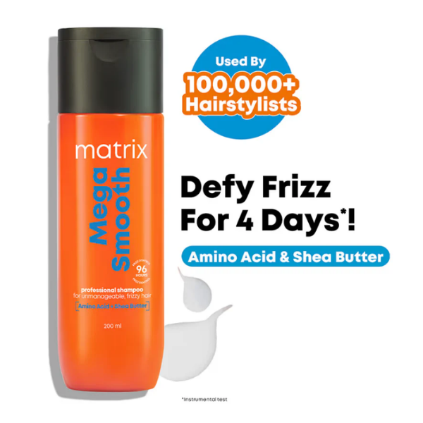 Matrix Mega Smooth Professional Shampoo 200ml 200ml – Authentic Matrix Shampoo for Frizzy Hair | Wholesale Bulk Supply India | Professional Hair Care
