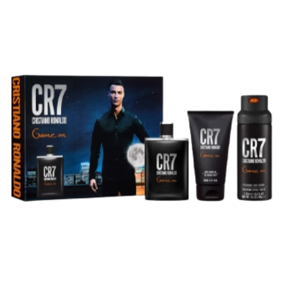 CR7 Game On Set(EDT100+SG150+Deo150) – Authentic CR7 Perfume Gift Set for Men | Wholesale Bulk Supply India | Genuine Branded Fragrance