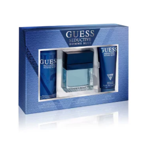 Guess Sed Blue Set(EDT100+SG100+BS170 – Authentic Guess Eau de Toilette for Men | Wholesale Bulk Supply India | Genuine Designer Fragrance
